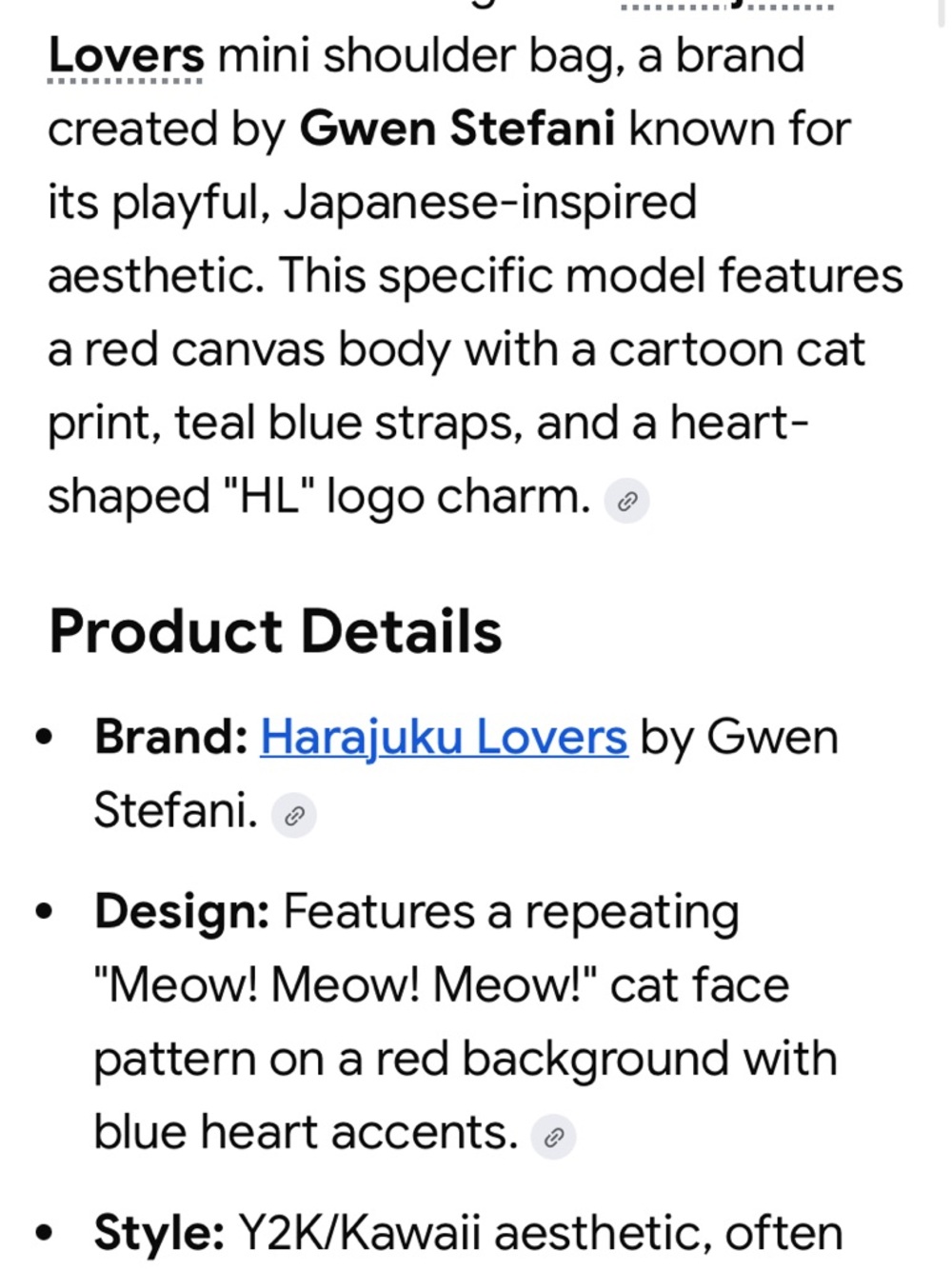 Y2K Harajuku Lovers Gwen Stefani Cats Meow Mini Shoulder Bag Baguette - Picture 12 of 13